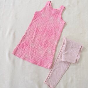 Old Navy Girls Sleeveless Mini Dress Leggings Pink Set of 2 Stretchy Size 5 XS
